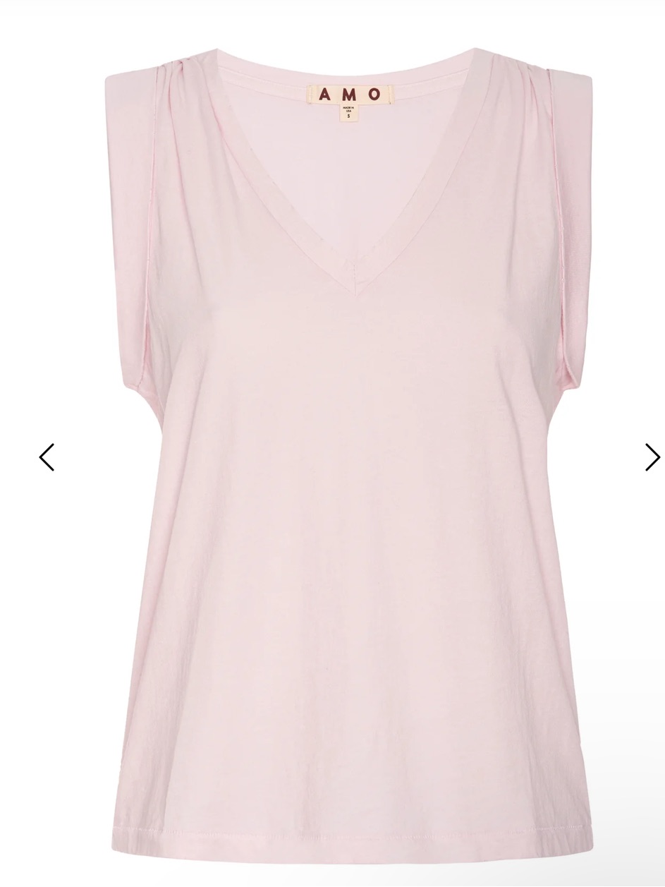 Amo Dona Tee Pale Pink V-Neck Sleeveless Tank Top